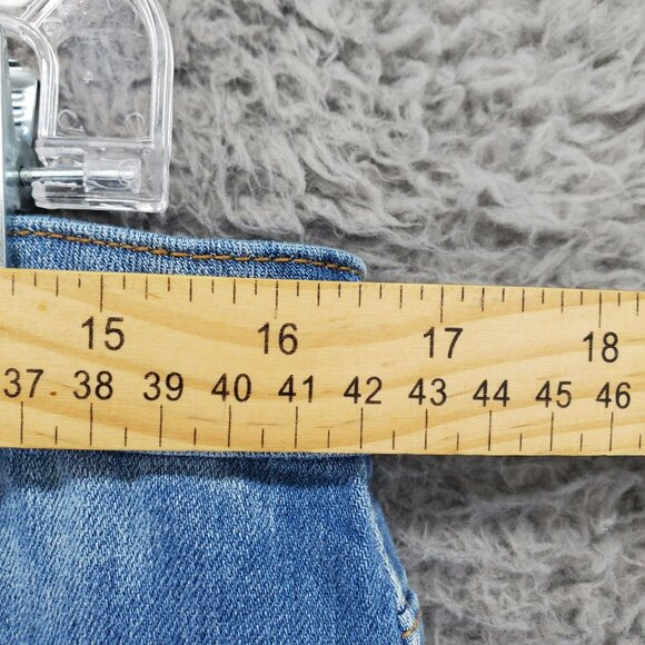 Fashion Nova Jeans Womens 16 Blue Distressed Flare High Waist Stretch Denim - Picture 5 of 10